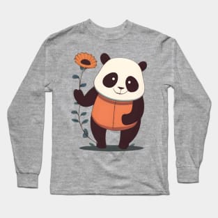 Panda Bear n Sunflower Long Sleeve T-Shirt